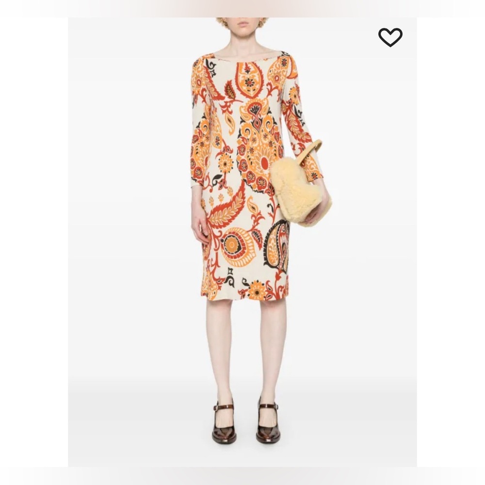 Gucci Long Sleeve Dress in Orange and Cream